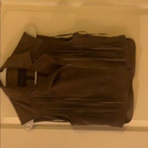 BCBG brown suede jacket with fringe